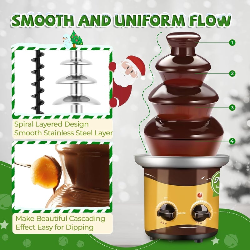 Flyseago 4 Tiers Chocolate Fountain Machine Upgraded Professional Fondue Fountain Easy Cleaning Hot Nacho Cheese Fountain for Party, Gathering, Wedding, Rental - Image 5